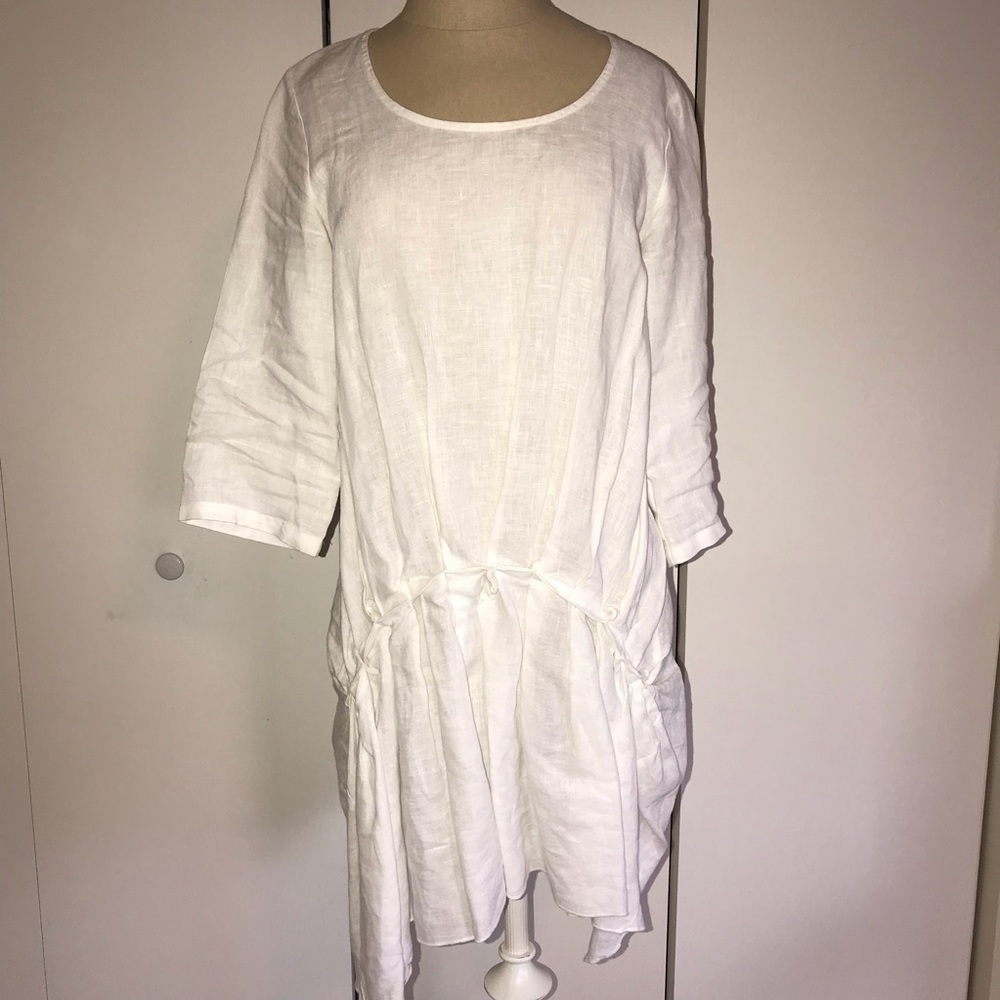 Beautiful white linen dress from La Fée Maraboutée
